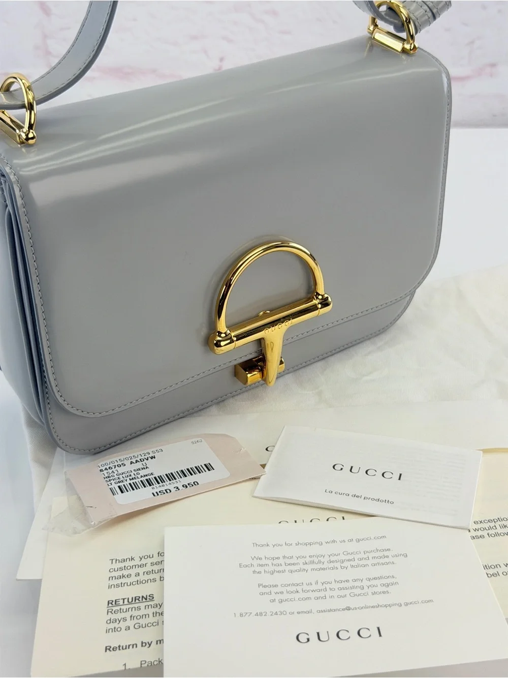 Gucci New Calfskin Siena Shoulder Bag Grey